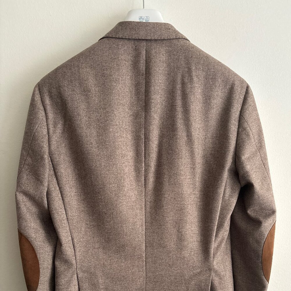 $5500 Brunello Cucinelli Wool Cashmere Herringbone Sport Coat Elbow Patch - 40 - Picture 10 of 16